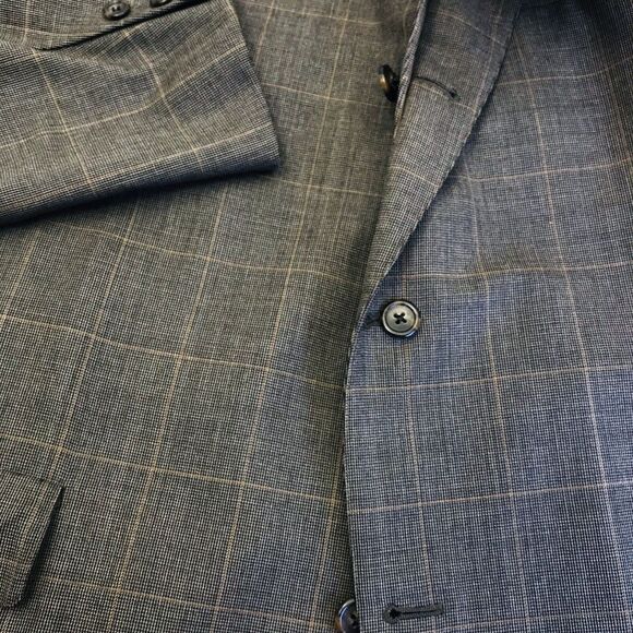 Brooks Brothers Vtg Sport Coat 3 Roll 2 Wool Windowpane 43 44 Mens Gray Academia - Picture 5 of 12